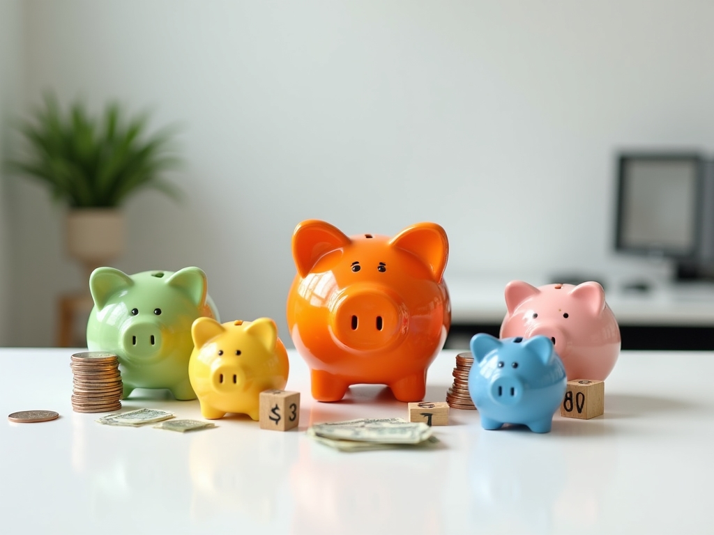 Savings concept with piggy banks
